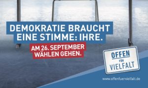 „Demokratie braucht eine Stimme“– Kampagne zur Bundestagswahl am 26. September