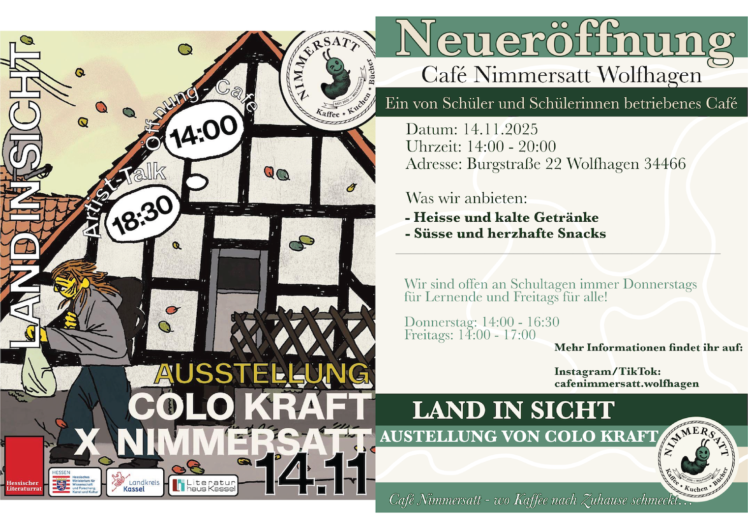 Eröffnung des Schüler:innen-Lesecafés NIMMERSATT am 14. November!